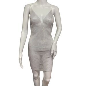 Vavoom Sexy Halter White See Through Mini Dress.  Size OS Club Dancer Costume